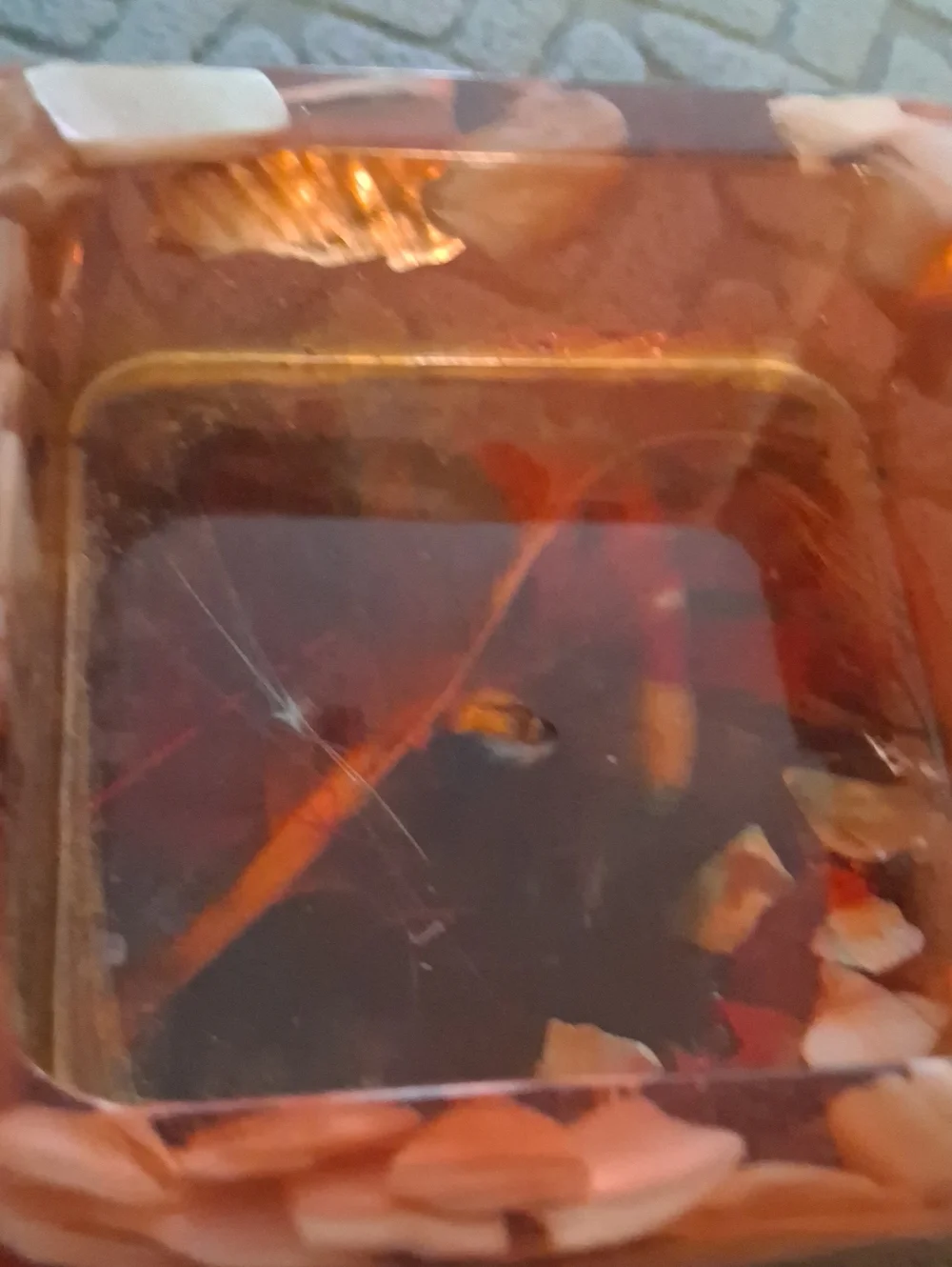 Hand Crafted Blue and Amber Resin Paperweight
